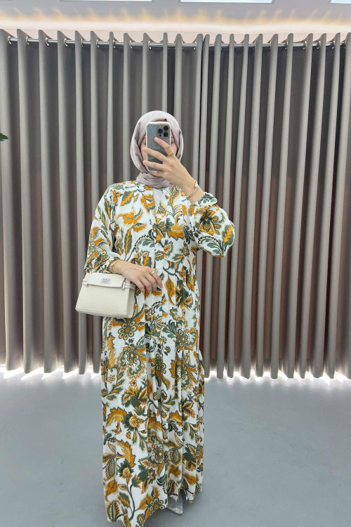 Floral Patterned Dress Orange