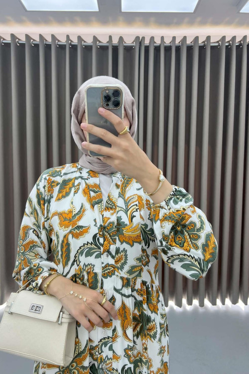 Floral Patterned Dress Orange