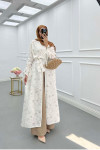 Sare Fashion Floral Patterned Belted Muslin Set Camel