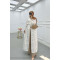 Sare Fashion Floral Patterned Belted Muslin Set Camel