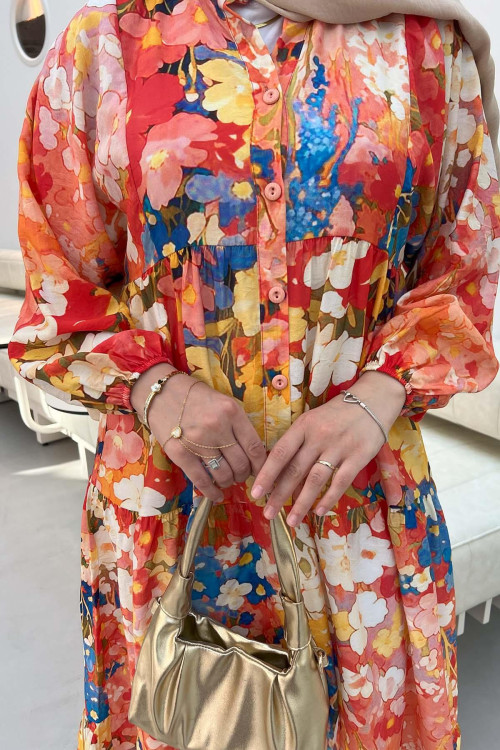 Sare Fashion Mango Floral Print Dress Orange Sare Fashion Mango Floral Print Dress Orange