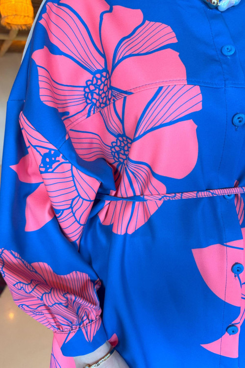Sare Fashion Floral Patterned Trouser Suit Saxe Blue