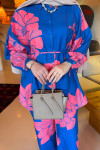 Sare Fashion Floral Patterned Trouser Suit Saxe Blue