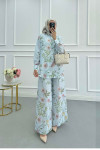 Sare Fashion Flower Patterned Suit Baby Blue