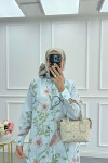 Sare Fashion Flower Patterned Suit Baby Blue