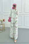 Sare Fashion Flower Patterned Suit White