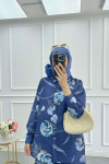 Sare Fashion Flower Patterned Suit Navy Blue