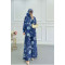Sare Fashion Flower Patterned Suit Navy Blue