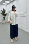 Sare Fashion Flower Detailed Shirt Indigo