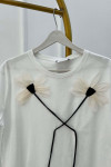 Sare Fashion Flower Motif T-shirt White