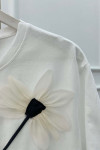 Sare Fashion Flower Motif T-shirt White