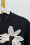 Sare Fashion Flower Motif T-shirt Black
