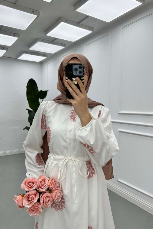 Sare Fashion Flower Embroidered Dress Dusty Rose