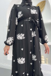 Floral Embroidered Dress Black