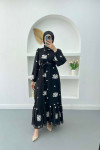 Floral Embroidered Dress Black