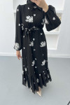 Floral Embroidered Dress Black