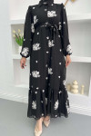 Floral Embroidered Dress Black