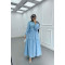 Sare Fashion Flower Embroidered Pearl Detailed Dress Blue