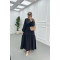 Sare Fashion Flower Embroidered Pearl Detailed Dress Black