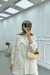 Sare Fashion Flower Embroidered Muslin Set Stone