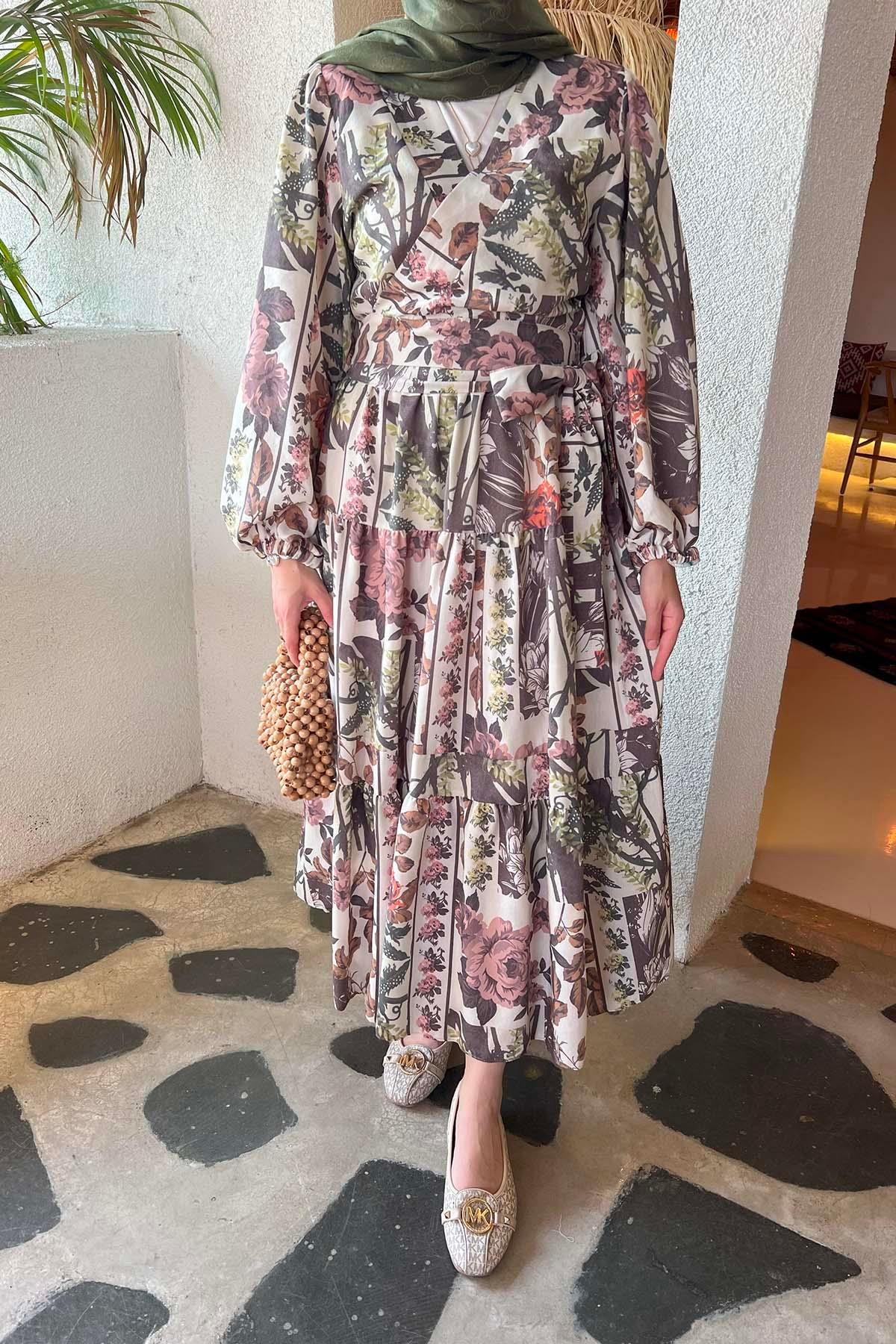Sare Fashion Floral Skirt Set Green