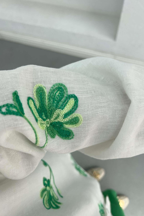 Floral Linen Suit Green