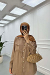 Sare Fashion Double Pocket Modal Shirt Brown