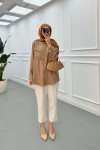 Sare Fashion Double Pocket Modal Shirt Brown