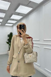 Sare Fashion Double Buttoned Lined Jacket Beige