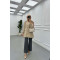 Sare Fashion Double Buttoned Lined Jacket Beige