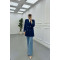 Sare Fashion Double Buttoned Lined Jacket Saxe Blue