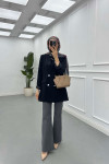 Sare Fashion Double Buttoned Lined Jacket Black
