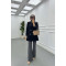Sare Fashion Double Buttoned Lined Jacket Black