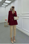 Sare Fashion Double Button Unlined Jacket Burgundy