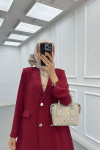 Sare Fashion Double Button Unlined Jacket Burgundy