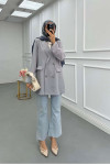 Sare Fashion Double Button Unlined Jacket Gray