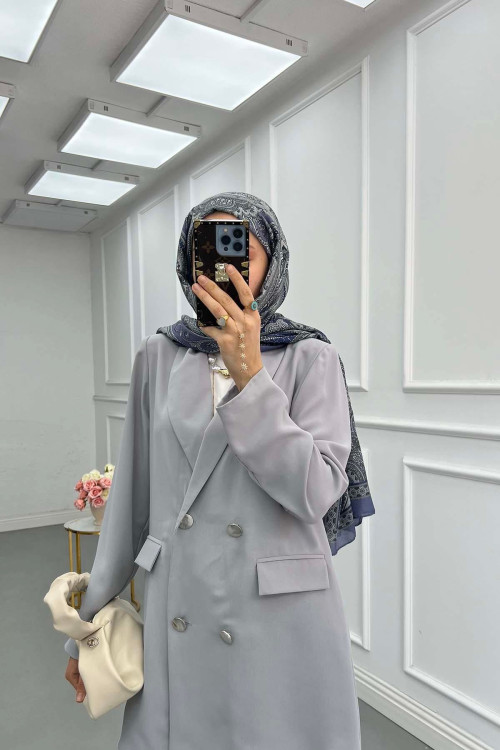 Sare Fashion Double Button Unlined Jacket Gray
