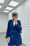 Sare Fashion Double Button Unlined Jacket Navy Blue