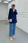 Sare Fashion Double Button Unlined Jacket Navy Blue