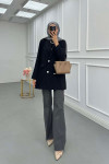 Sare Fashion Double Button Unlined Jacket Black