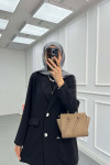 Sare Fashion Double Button Unlined Jacket Black
