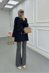 Sare Fashion Double Button Unlined Jacket Black