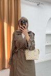 Sare Fashion Double Buttoned Trench Coat Brown