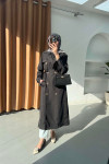 Sare Fashion Double Buttoned Trench Coat Black