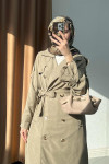 Sare Fashion Double Buttoned Trench Coat Mink