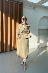 Sare Fashion Double Buttoned Trench Coat Mink