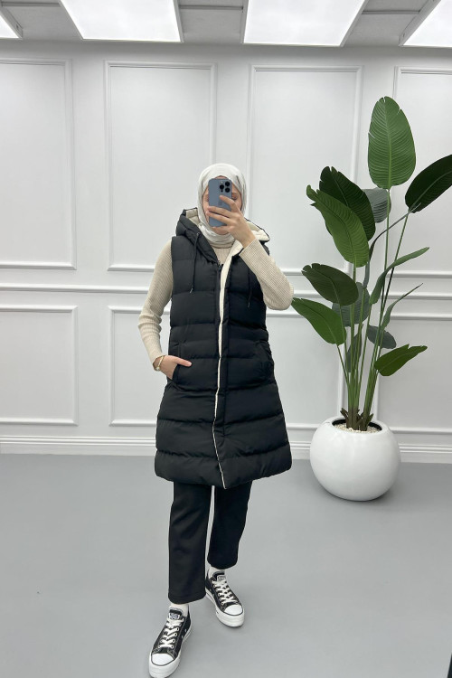 Double Sided Puffer Vest Black Double Sided Puffer Vest Black
