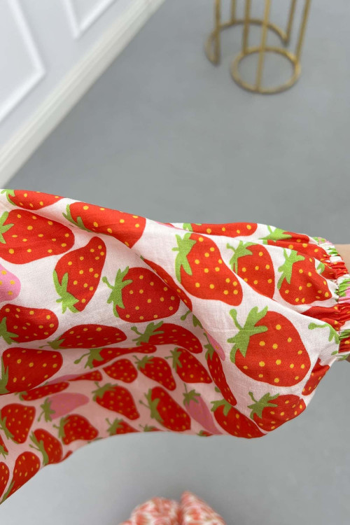 Sare Fashion Strawberry Pattern Mango Dress Red