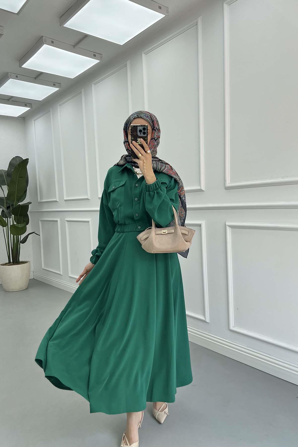 Sare Fashion Snap Jacket Skirt Suit Benetton Green