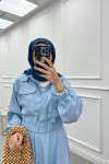 Sare Fashion Snap Jacket Skirt Suit Blue